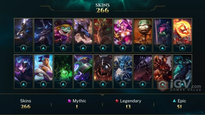 ME ~ All Champions ~ 300 Skins/Chromas - Gold 2013 - Jungle Main- Victorious Elise - 8 Victorious Skins - RARE 2012 Icons - Platinum 2019 - MY54