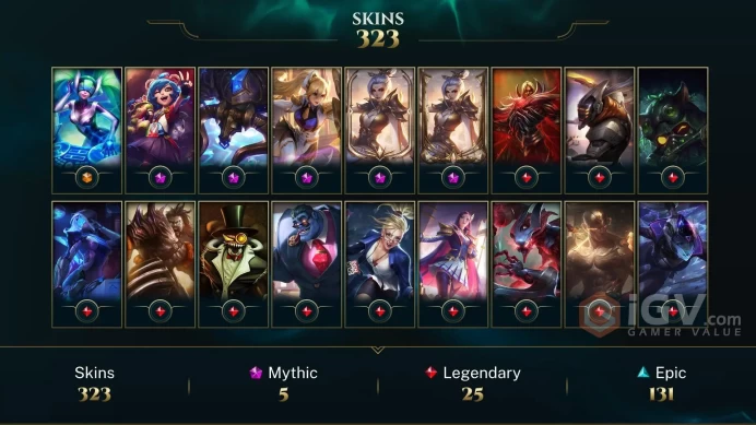 OCE - 357 Skins/Chromas -Prestige Valiant Sword Riven - Prestige Battle Academia Leona - Hextech Alistar - Nightbringer Yasuo - Platinum 2023 -