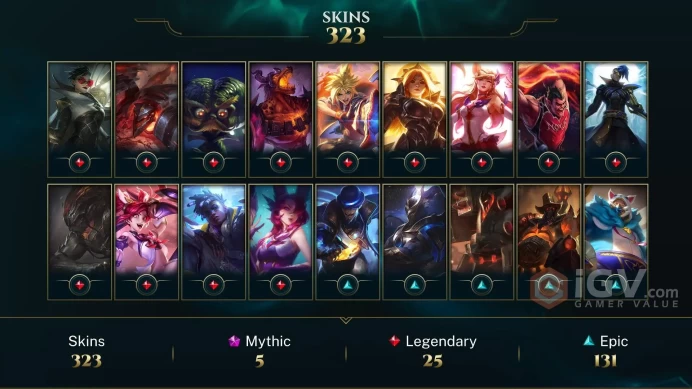 OCE - 357 Skins/Chromas -Prestige Valiant Sword Riven - Prestige Battle Academia Leona - Hextech Alistar - Nightbringer Yasuo - Platinum 2023 -