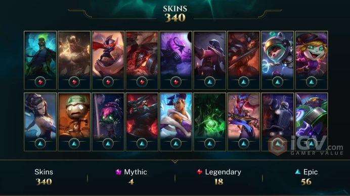 NA - 340 Skins - PAX Sivir - NEO PAX Sivir - Prestige HEARTSTEEL Yone - Dreadnova Darius - Hextech Annie - Gold 2015 - Silver 2016 - Bronze 2025