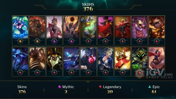 LAN - 470 Skins/Chromas - Prestige Dark Star Malphite - Triumphant Ryze - Crystalis Motus Ashe - Odyssey Kayn - Astronaut Bard Chroma - Platinum