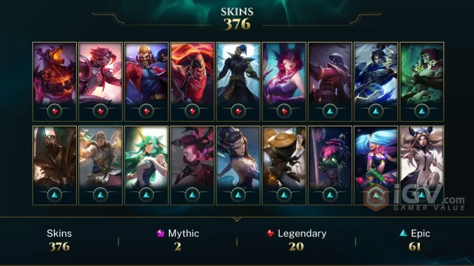 LAN - 470 Skins/Chromas - Prestige Dark Star Malphite - Triumphant Ryze - Crystalis Motus Ashe - Odyssey Kayn - Astronaut Bard Chroma - Platinum