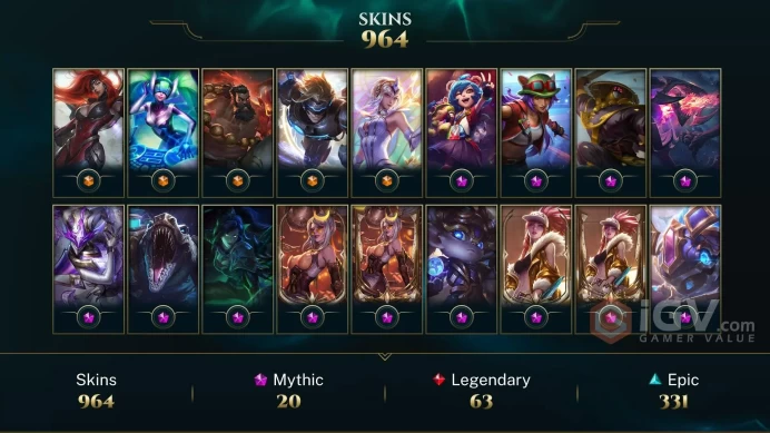 NA ~ 1220 Skins/Chromas - 470 LVL - PAX JAX - Neo PAX Jax - Dark Star Cho'Gath Border - Prestige Empyrean K'Sante - Prestige Soul Fighter Shaco 