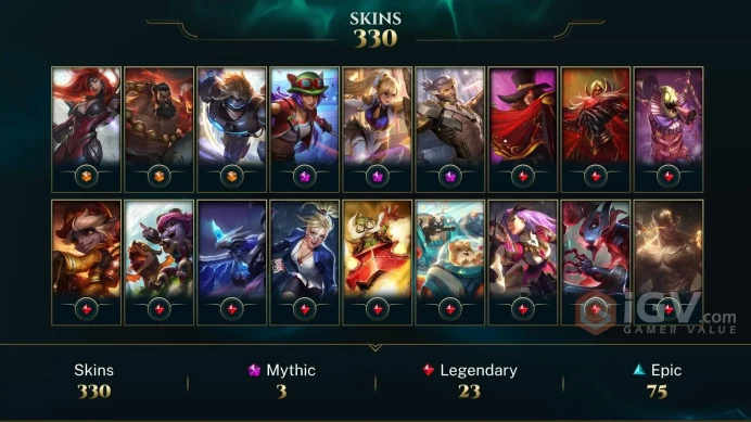 ME - 330 Skins - All Champions - Diamond 2015 - Prestige PROJECT: Sylas - Prestige Battle Academia Leona - Galaxy Slayer Zed Chroma (Mythic) - M
