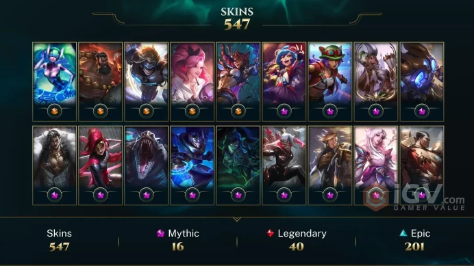 EUW ~ 620 Skins/Chromas - All Champions - Risen Legend Vayne Border + Chroma - High Noon Samira Chroma Paragon - High Noon Senna Chroma Mythic -