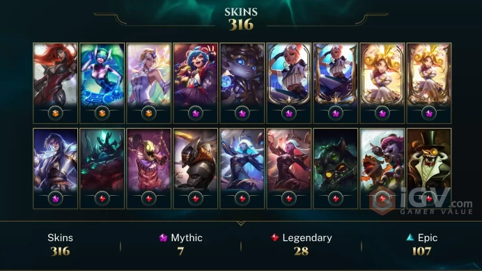 NA - 316 Skins - 7 Mythics - Prestige HEARTSTEEL Yone - Prestige True Damage Qiyana - Prestige Star Guardian Neeko - Odyssey Kayn - Platinum 201