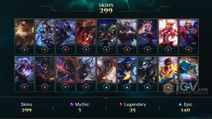 NA - 300 Skins - Prestige True Damage Yasuo - Prestige True Damage Senna - Dreadnova Darius - Dawnbringer Yone - Dream Dragon Yasuo -  AN273