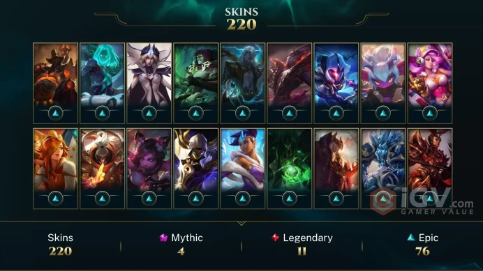 NA - Platinum - Diamond 2019 - 220 Skins - Prestige K/DA Akali - Hextech Malzahar - RARE Snow Day Malzahar Chroma - Nightbringer Yasuo -