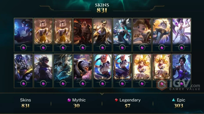 NA ~ 900 Skins - 30 Mythic - Prestige Coven Akali - Prestige Eternal Aspect Zoe - Prestige Fright Night Zeri - Sunken Shadows Lucian - OC496
