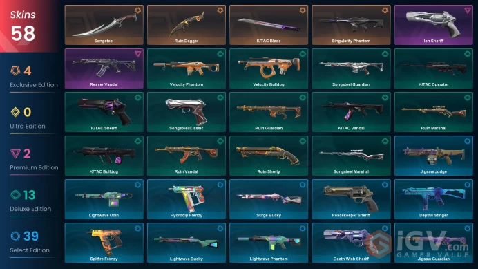 EU-Turkey 58 Skins > Ruin Dagger  Reaver Vandal Singularity Phantom Ion Sheriff K/TAC Blade  Songsteel   99060418