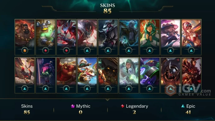 JAPAN - 87 LVL - 85 Skins - Spirit Guard Udyr - Brolaf - Lunar Beast Aphelios - Mythmaker Galio - Star Guardian Ekko Border - LE114