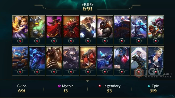 EUW - 248 LVL~ 700 Skins - 13 Mythic - Prestige K/DA Evelynn - Prestige Obsidian Dragon Sett - Prestige Pulsefire Lucian -Dreadnova Darius OC498