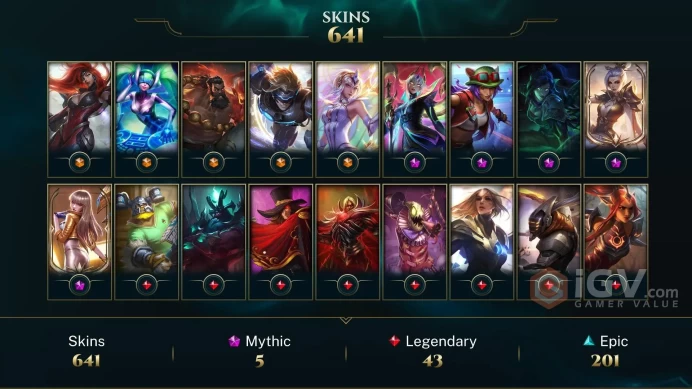 NA - 274 LVL - ~ 650 Skins - Prestige Empyrean Kayle - Pretige K/DA Kai'Sa - Mythmaker Irelia Border - Prestige Valiant Sword Riven - OC499