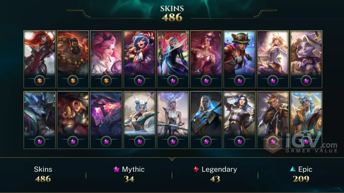 NA - LVL 522 - Silver ~ 600 Skins/Chromas - 34 Mythics -  Prestige Empyrean Kayle - Prestige Heavenscale Ezreal - Prestige Empyrean K'Sante