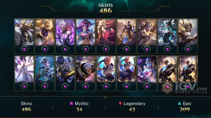 NA - LVL 522 - Silver ~ 600 Skins/Chromas - 34 Mythics -  Prestige Empyrean Kayle - Prestige Heavenscale Ezreal - Prestige Empyrean K'Sante