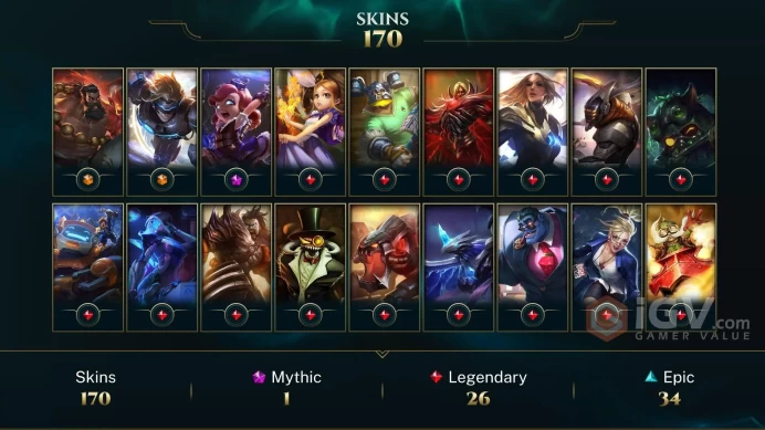 EUW - GOLD - 65 LVL - 170 Skins - All Champions - 50k Blue Essence - 18 Rune Pages - Hextech Annie - Galaxy Slayer Zed - Dark Cosmic Jhin - MY10