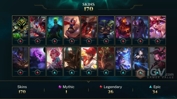 EUW - GOLD - 65 LVL - 170 Skins - All Champions - 50k Blue Essence - 18 Rune Pages - Hextech Annie - Galaxy Slayer Zed - Dark Cosmic Jhin - MY10