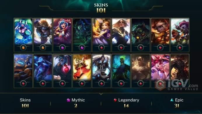 JAPAN - 62 LVL - Platinum MMR - 9275 Riot Points - 100+ Skins - Soulstealer Vayne - Pulsefire Ezreal - Pulsefire Caitlyn - God Fist Lee Sin - T1