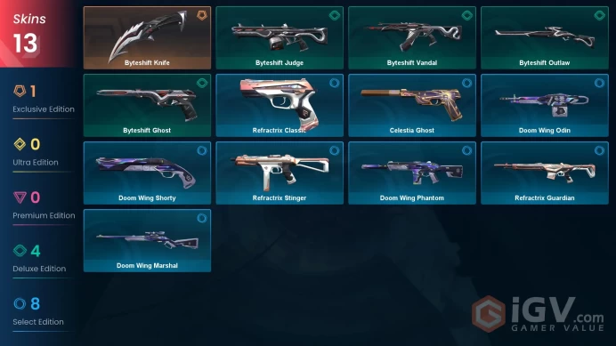 [EU] 13 SKINS | 1 KNIFES | 9 AGENTS | Byteshift Knife, Byteshift Ghost, Byteshift Vandal, Byteshift Outlaw | Ranked Ready