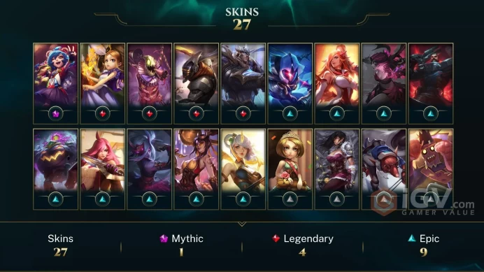 OCEANIA - 220 LVL - Platinum 2019 - 27 Skins - God-King Darius - Annie-Versary - Blood Moon Katarina - Firecracker Vayne - OC475
