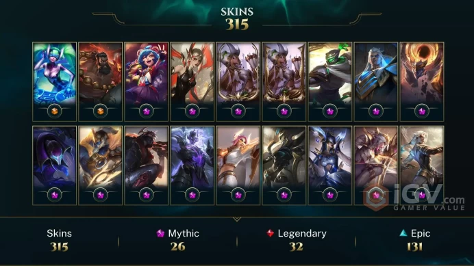 NA - 468 LVL - 461 Skins/Chromas - 26 Mythics - Ashen Knight Pyke Chromas - Prestige High Noon Talon - Prestige Nightbringer Kayn - OC503