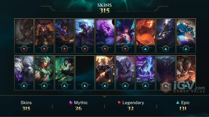 NA - 468 LVL - 461 Skins/Chromas - 26 Mythics - Ashen Knight Pyke Chromas - Prestige High Noon Talon - Prestige Nightbringer Kayn - OC503
