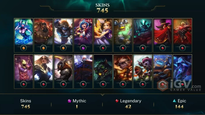 NA - 166 LVL - 750 Skins - All Champions - 19 Rune Page - RARE 2012 Icons - URFWICK - Final Boss Veigar Chroma Mythic - Nightbringer Yasuo DY141