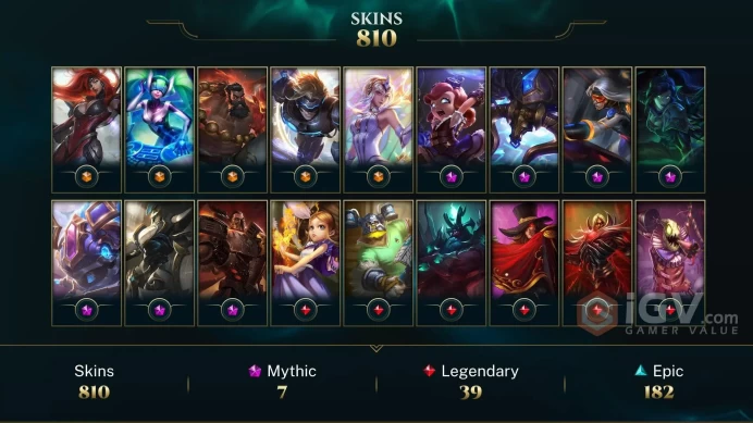 NA - 927 Skins/Chromas - Dreadnova Darius - Neo PAX Sivir - Soulstealer Vayne - Hextech Annie - Nightbringer Yasuo - Urfwick - Mythics - DY134