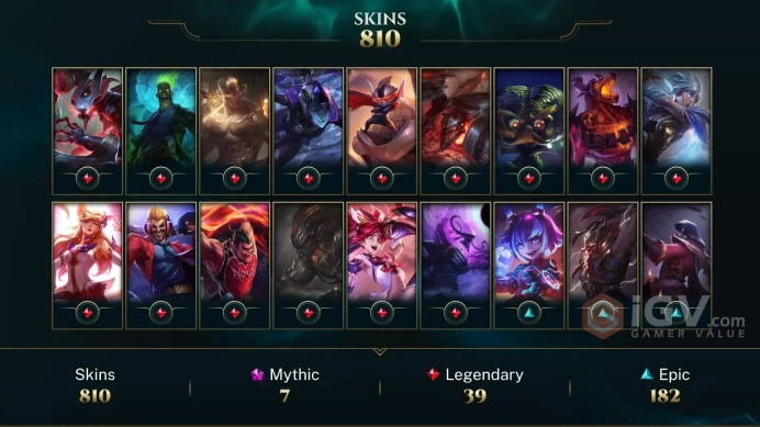 NA - 927 Skins/Chromas - Dreadnova Darius - Neo PAX Sivir - Soulstealer Vayne - Hextech Annie - Nightbringer Yasuo - Urfwick - Mythics - DY134