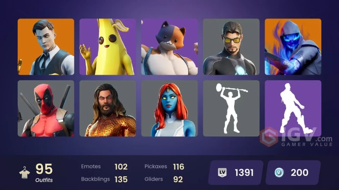 Fortnite Account [PC] 21 skins | Slayer Juice WRLD | Santa Dogg | Blitz Knight | Meowdas | Felina | Yulejacket | Daigo | Godzilla Evolved | Dyna