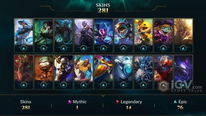 EUW - 216 LVL - ~ 300 Skins - Spirit Guard Udyr - Victorious Skins - Pulsefire Ezreal - High Noon Senna - God-King Garen God Fist Lee Sin DY196