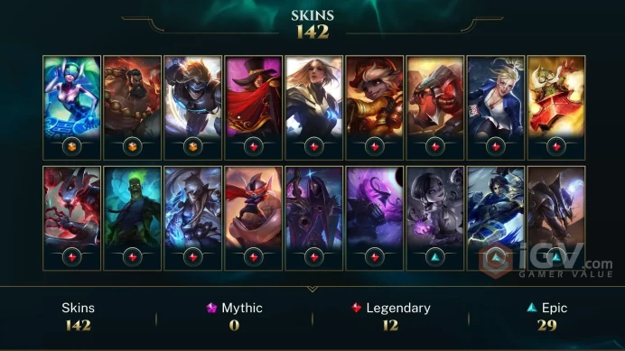EUW - 79 LVL - Gold 2013 - ~150 Skins - 8 Runes - Victorious Elise - Spirit Guard Udyr - DJ Sona - Pulsefire Ezreal - Dark Cosmic Jhin - WE199