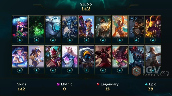EUW - 79 LVL - Gold 2013 - ~150 Skins - 8 Runes - Victorious Elise - Spirit Guard Udyr - DJ Sona - Pulsefire Ezreal - Dark Cosmic Jhin - WE199