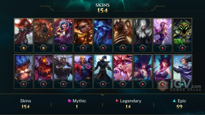 EUW - 253 LVL - 154 Skins - Gun Goddess Miss Fortune - Odyssey Kayn - Coven Morgana - EDG Viego - Faerie Queen Karma - God-King Garen - WE176