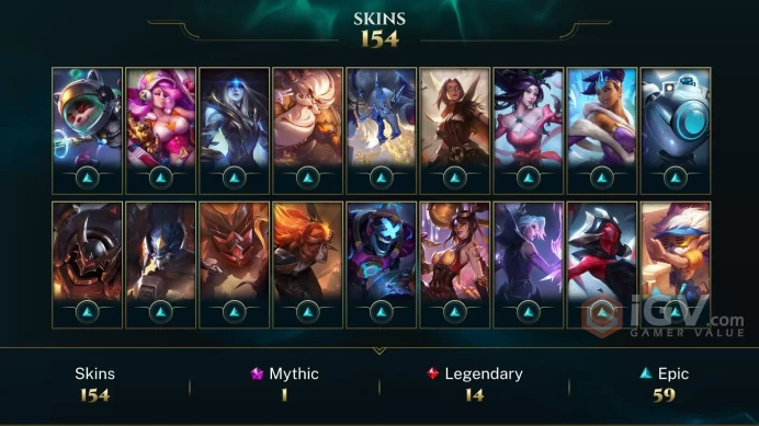EUW - 253 LVL - 154 Skins - Gun Goddess Miss Fortune - Odyssey Kayn - Coven Morgana - EDG Viego - Faerie Queen Karma - God-King Garen - WE176