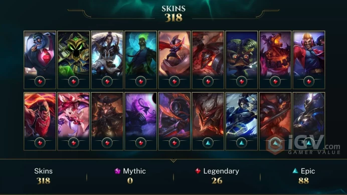 NA - 129 LVL - 340 Skins/Chromas - 6 Ultimate Skins - Gun Goddess Miss Fortune - Elementalist Lux - High Noon Senna Border - Pulsefire Shen MY32