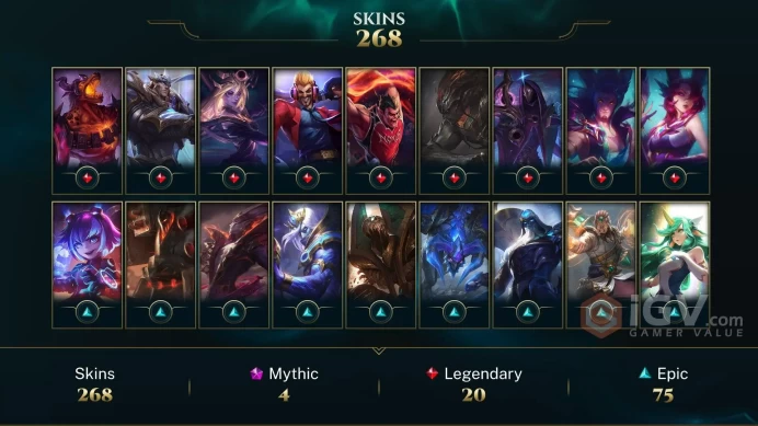 NA - 62 LVL - GOLD - 270 Skins - 4 Mythic - Prestige True Damage Senna - Hextech Amumu - Hextech Jarvan IV - Hextech Kog'Maw - MY52
