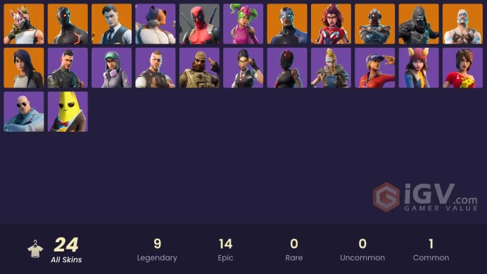 [PC/PSN/XBOX] 24 skins | Gold Midas | Omega | The Visitor | Gear Specialist Maya | Valor | Drift | Enforcer | Ragnarok| Deadpool | Meowscles |