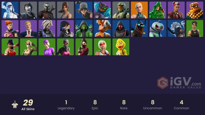 [PC/PSN/XBOX] 29 skins | Master Chief | Paradigm (Reality-659) | Mandalorian | Lara Croft | Mave | Bytes | Lt. Evergreen | Meow Skulls | 100 VB