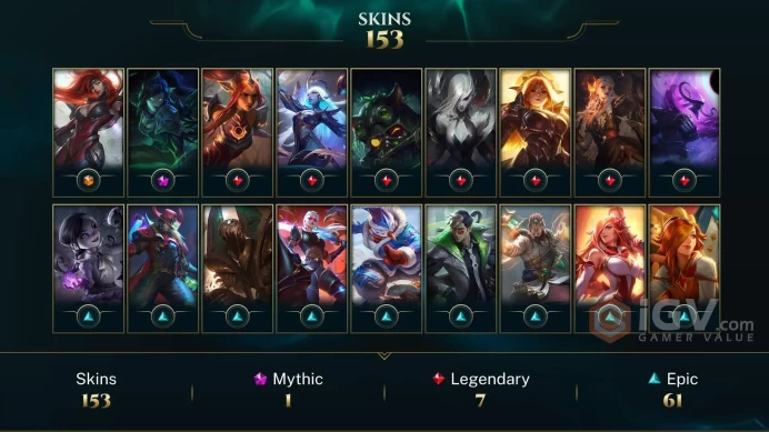 [LAN] - League of Legends | SKINS [153] | Сhampions [164] | LVL [238] | Full access + mail |