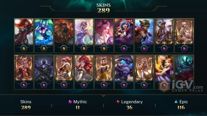 [D180] NA/EUW/OCE/JP/ 172 heroes / 289skins /  Instant Delivery/ Can change bound email and password/Can be transferred to any server