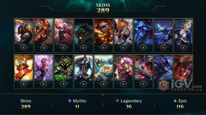 [D180] NA/EUW/OCE/JP/ 172 heroes / 289skins /  Instant Delivery/ Can change bound email and password/Can be transferred to any server