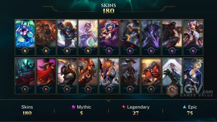 [D182] NA/EUW/OCE/JP/ 172 heroes / 180skins /  Instant Delivery/ Can change bound email and password/Can be transferred to any server