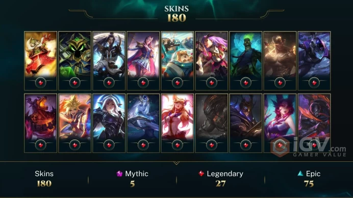 [D182] NA/EUW/OCE/JP/ 172 heroes / 180skins /  Instant Delivery/ Can change bound email and password/Can be transferred to any server