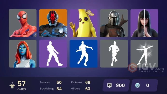 [PC/PSN/XBOX] 57 skins | Hot Marat | Peely | Mystique | Mandalorian | Menace (Challenger Menace ⸱ Flame)	MSS214