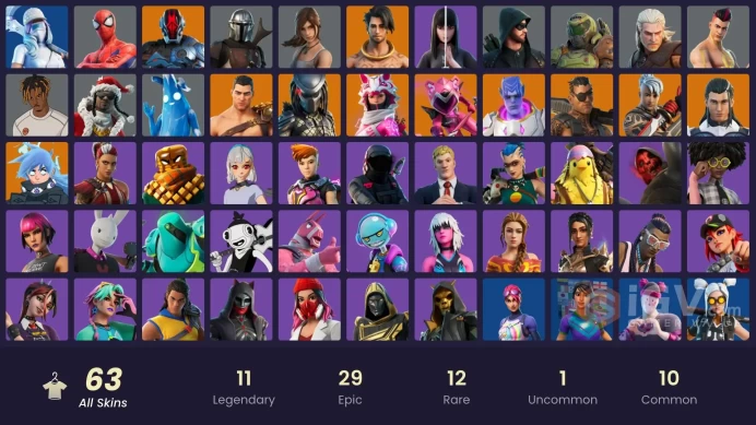 | PC/XBOX | 63 SKINS | The Foundation | Kymera | Ronin | The Ageless | Predator | Raz | Mandalorian | Nezumi | Menace | 100 VBUCKS | Fz8fV |