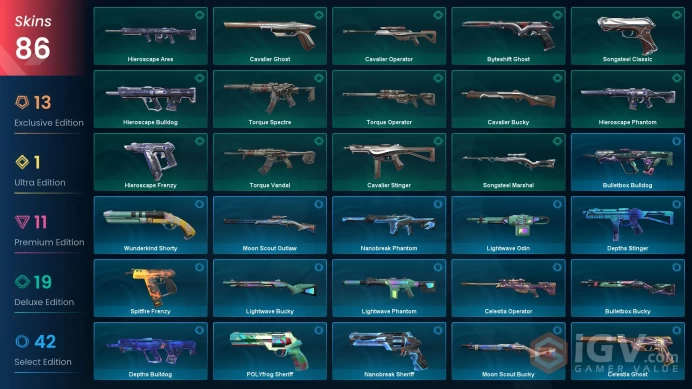 EU/TR 86 skins | VCT 2025 Karambit | Araxys Bio-Atomizers | Kuronami Vandal | RGX 11z Pro Firefly | Prelude to Chaos Vandal | Araxys Phantom | A
