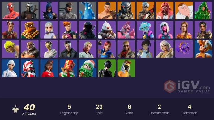 | PC/XBOX | 40 SKINS | Ronin | Menace | Predator | Valeria | Mandalorian | Peter Griffin | Vengeance Jones | Hope | Mave | 400 VBUCKS | FzCEq |