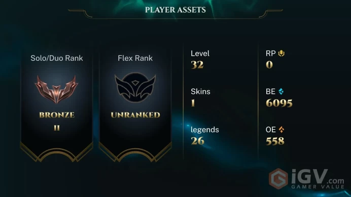 EUW S16 Bronze II (0 LP) Champs:26 Instant delivery BE: 6095 Honor lvl:3 Unverified e-mail smurf lvl 30 ranked ready New sezon 2026