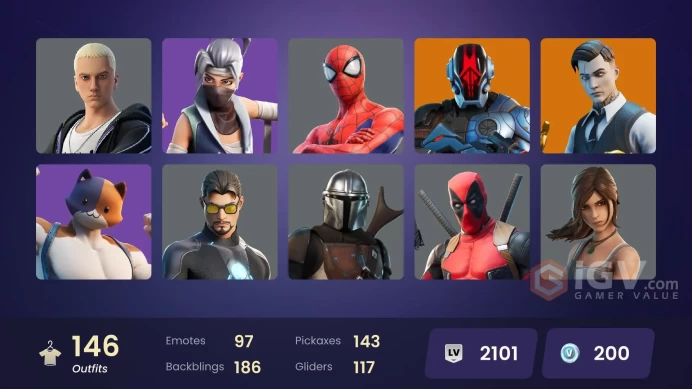 Full Access [Xbox/PSN/PC] 146 Skins - Gold Midas - Gold Brutus - Menace - Eternal Knight - Maya - Galaxy Scout #2038